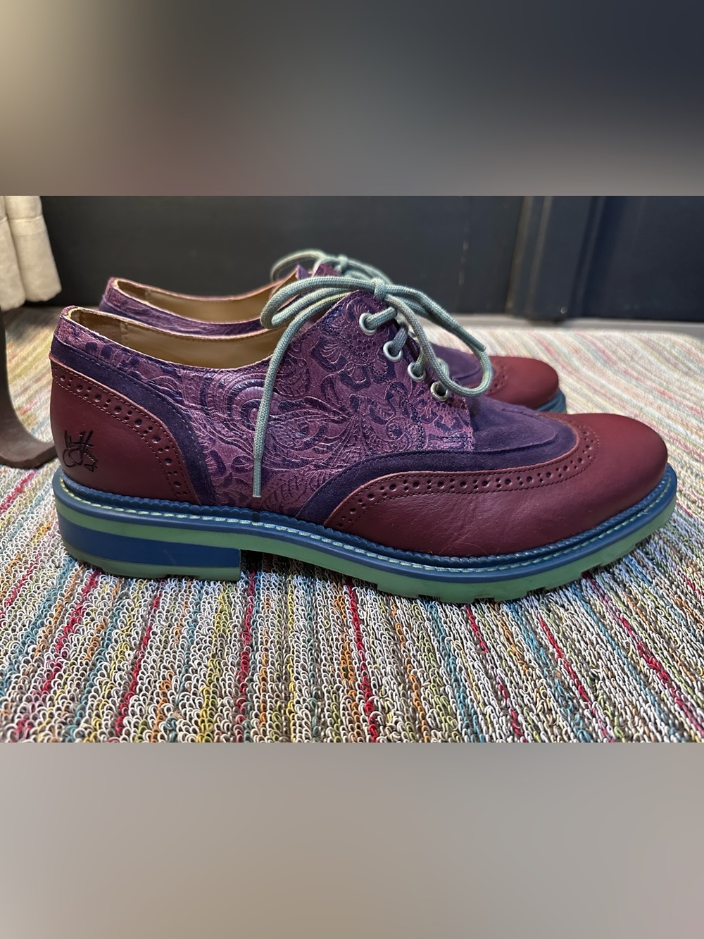 Fluevog NEARLY NEW Guardian Angel Nathaniel purple double wingtip derby- 11.5 - Picture 3 of 16